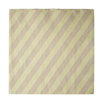 Serviette en papier Stripe 33x33 cm lot de 20 - Jaune - DBKD