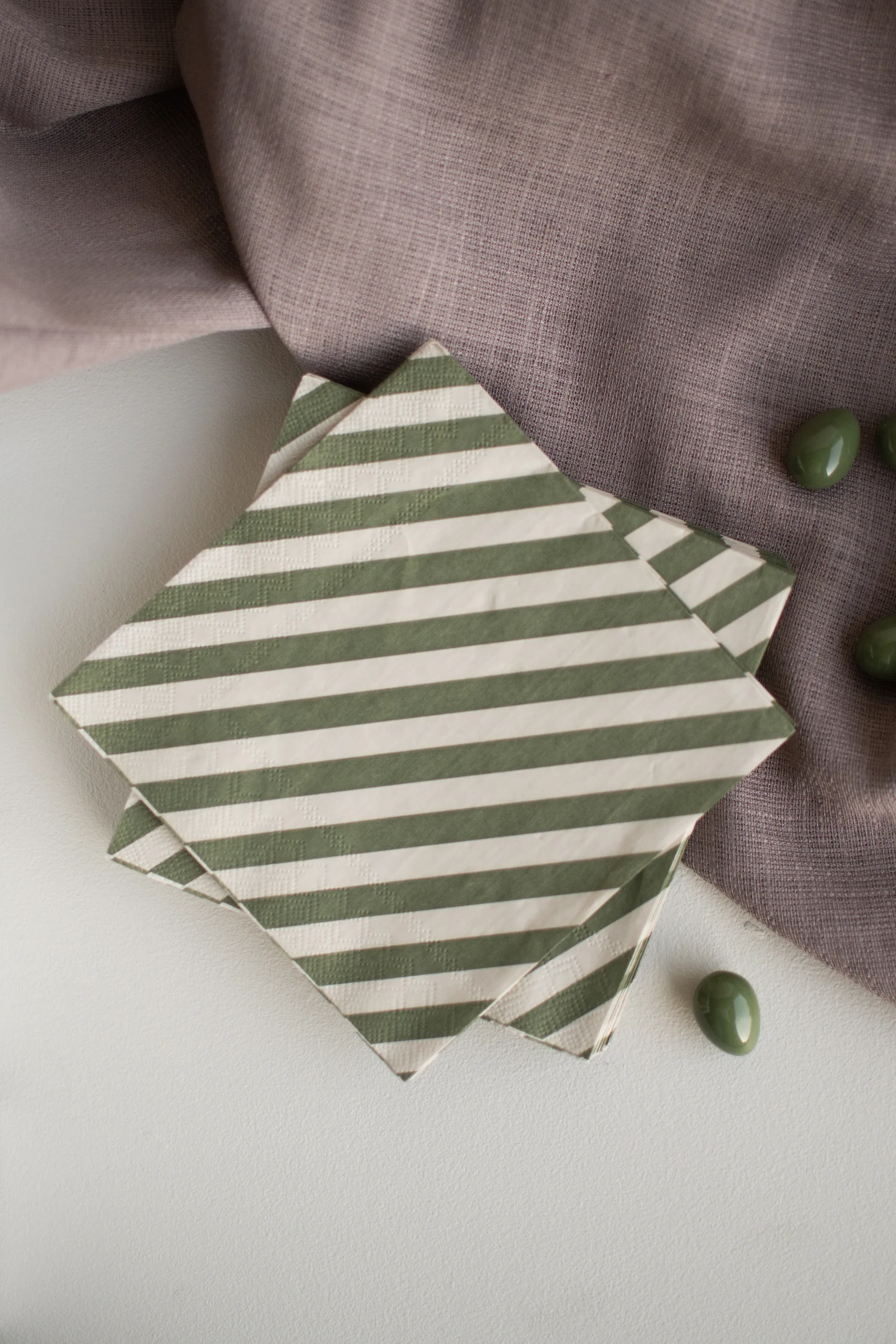 Serviette en papier Stripe 33x33 cm lot de 20, Vert DBKD