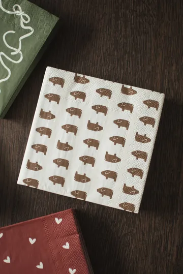 Serviette en papier Swedish pig 33x33 cm, 20 pièces - Brown - DBKD
