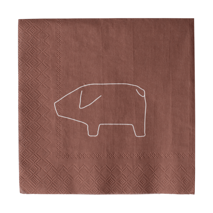 Serviette en papier Swedish pig 33x33 cm, 20 pièces - Red - DBKD