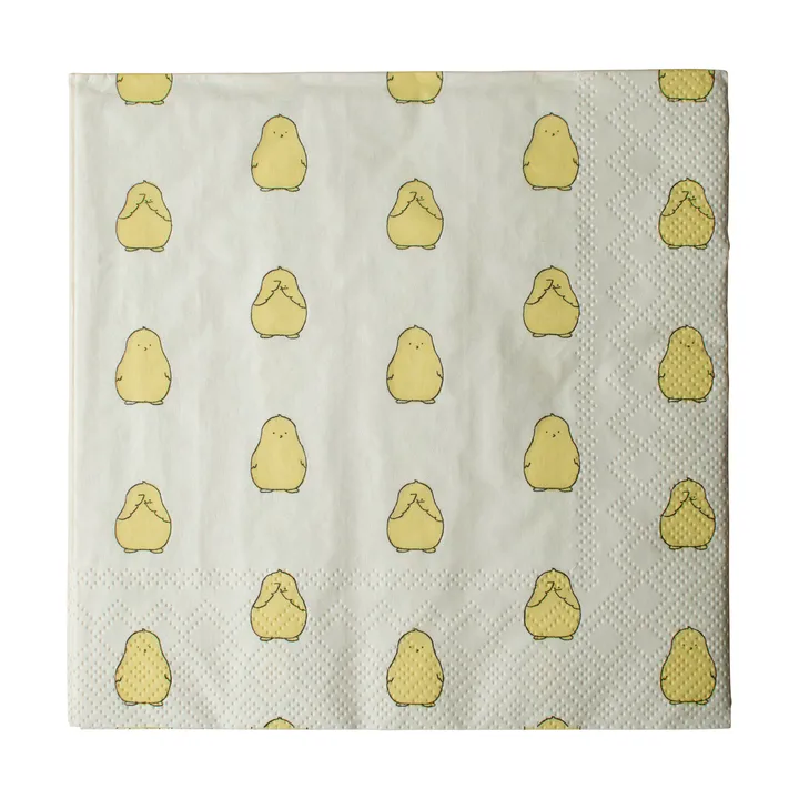 Serviettes en papier Chubby Chicken 20 pièces - Yellow, 33x33 cm - DBKD
