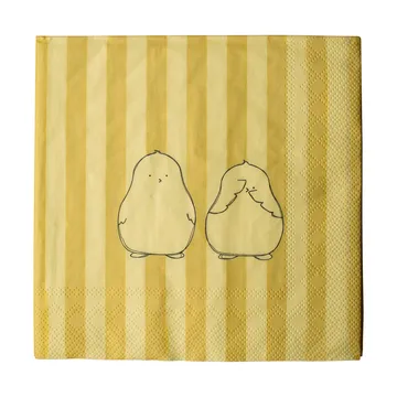 Serviettes en papier Chubby Chicken Stripe 20 pièces - Creme, 33x33 cm - DBKD