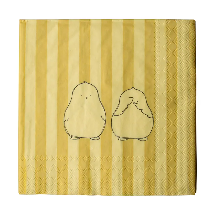 Serviettes en papier Chubby Chicken Stripe 20 pièces - Creme, 33x33 cm - DBKD