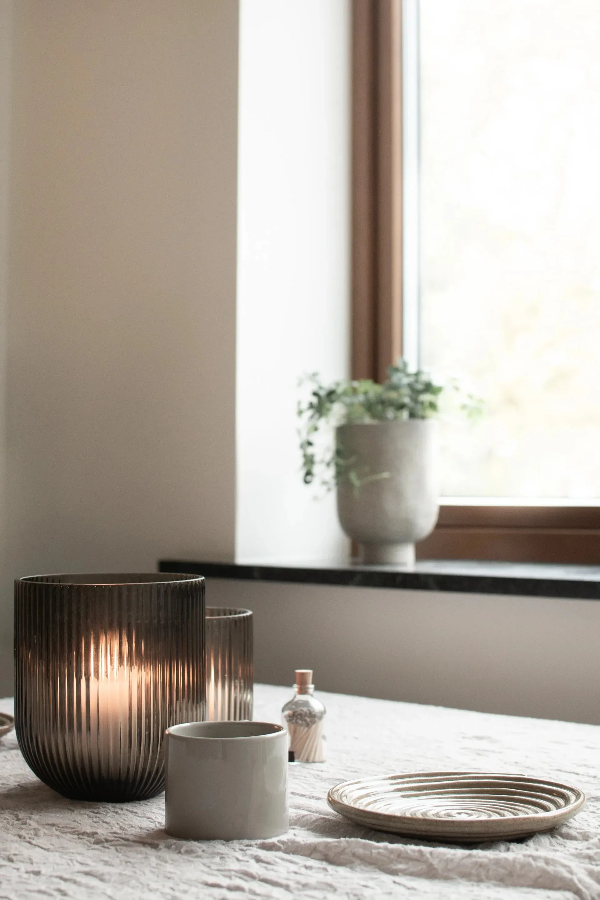 Vase en verre Simple Stripe brown, Large DBKD