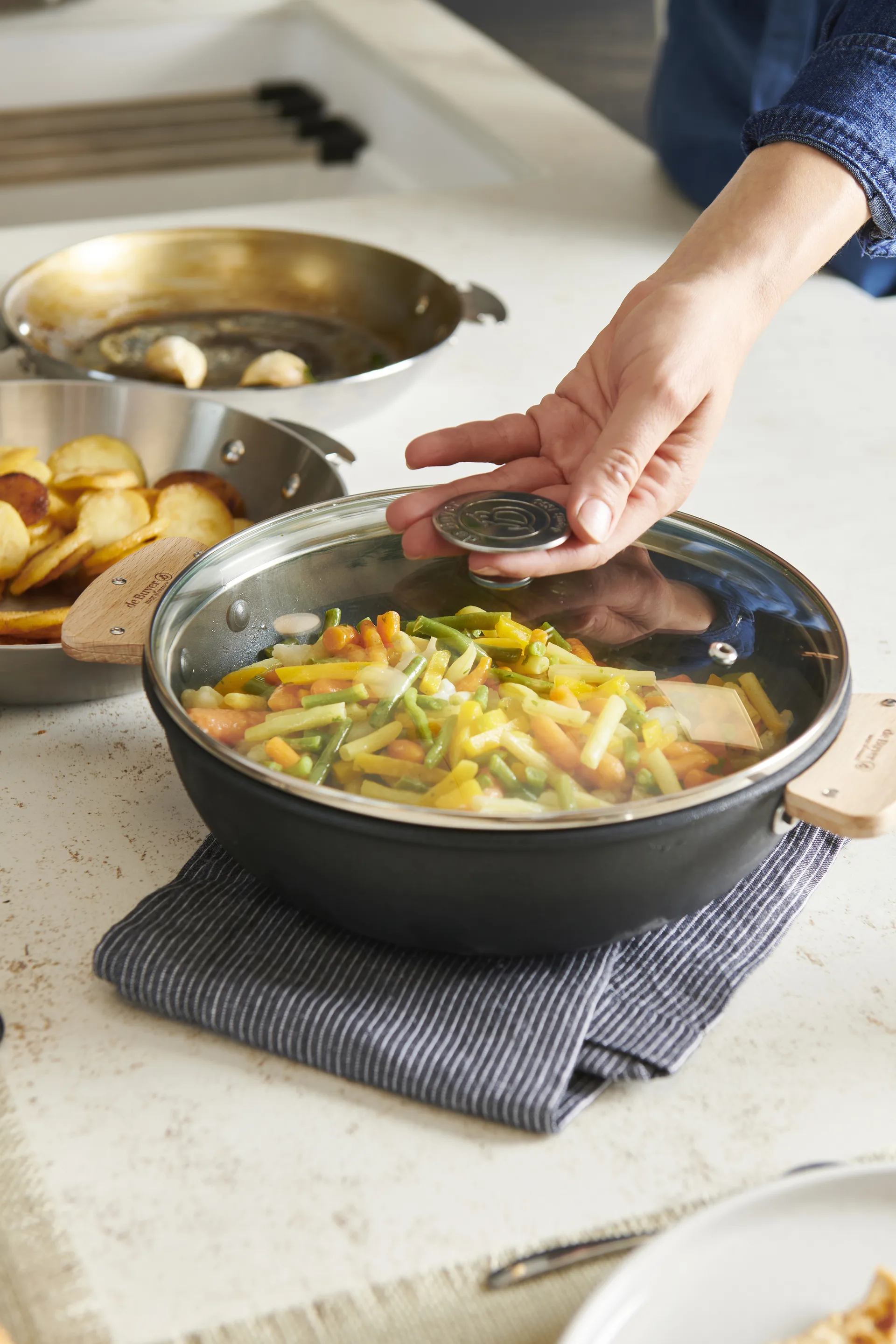 Couvercle en verre Alchimy avec anneau profond, Ø14 cm De Buyer