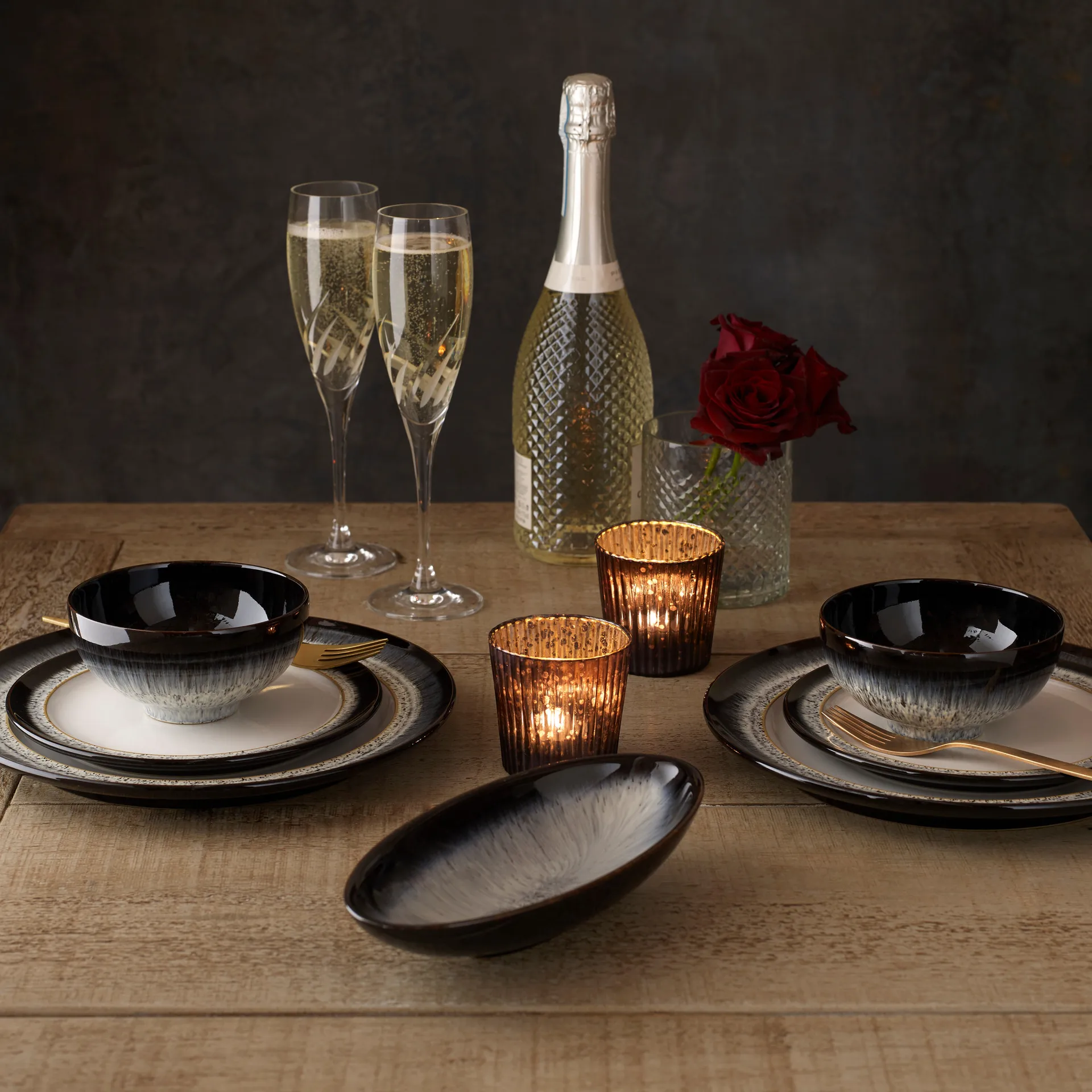 Assiette Halo 20,5cm, Bleu-gris-noir Denby