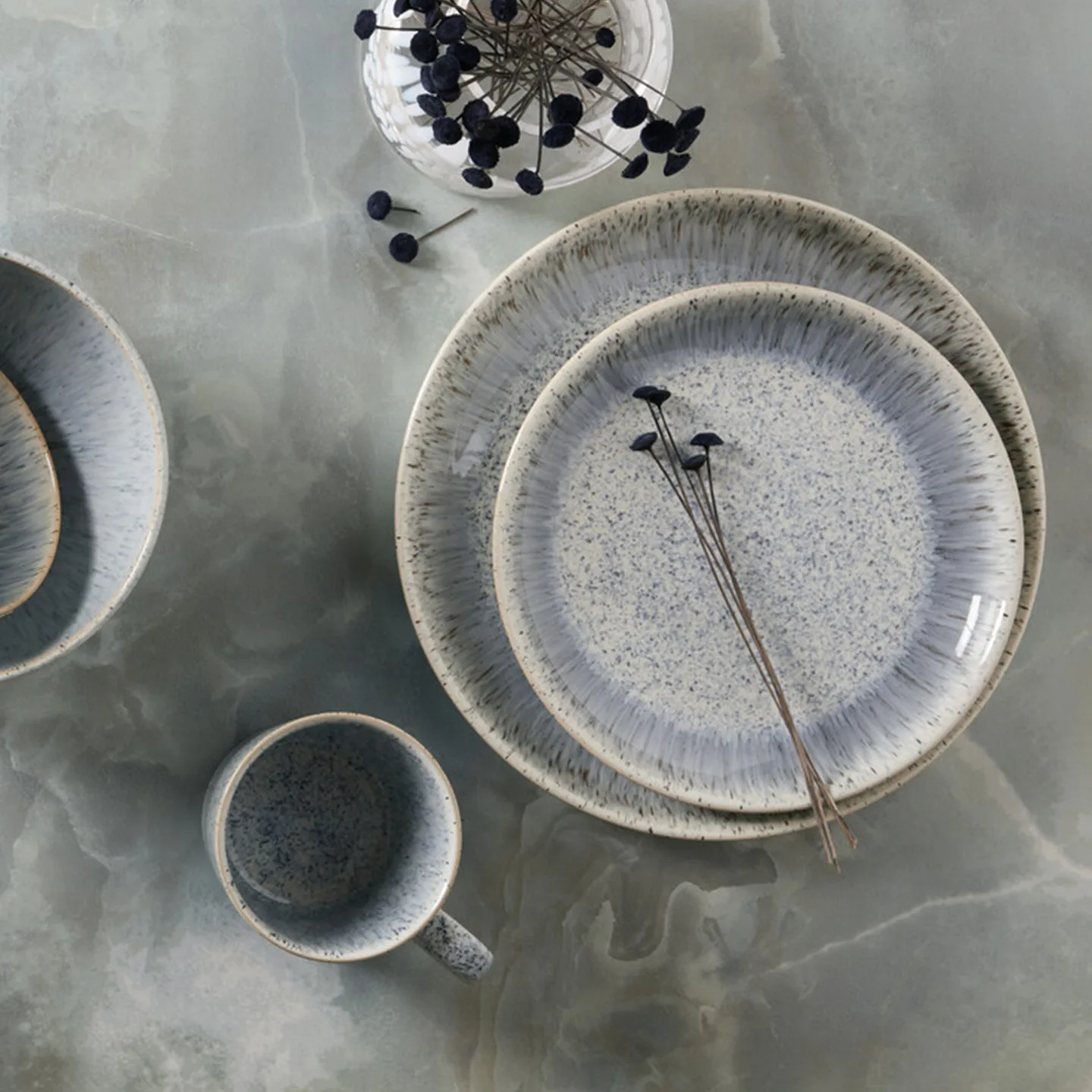 Assiette Halo Speckle coupe 21cm, Gris-marron Denby