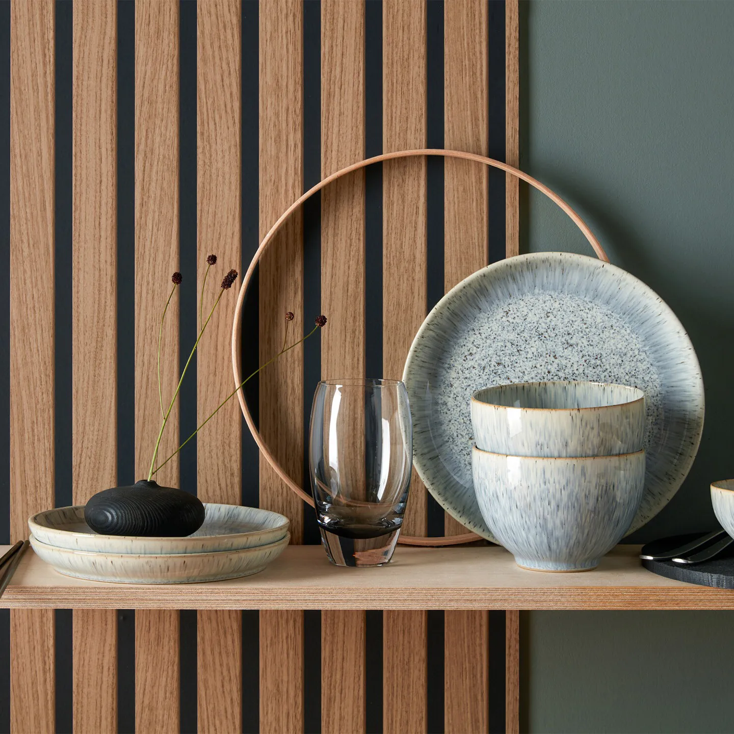 Assiette Halo Speckle coupe 26cm, Gris-marron Denby