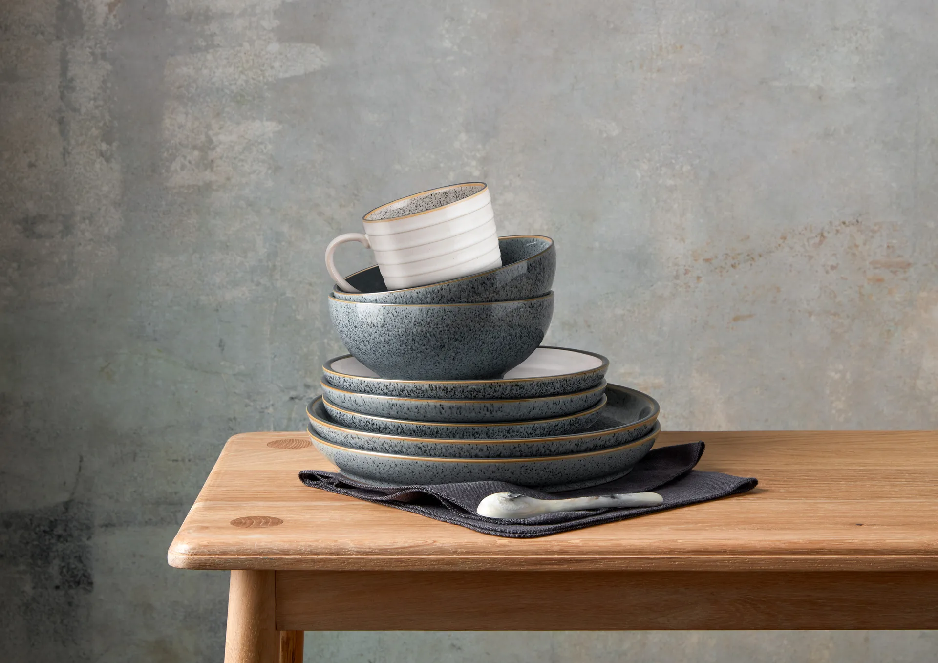 Assiette Studio Grey coupe 26cm Lot de 4, Granite Denby