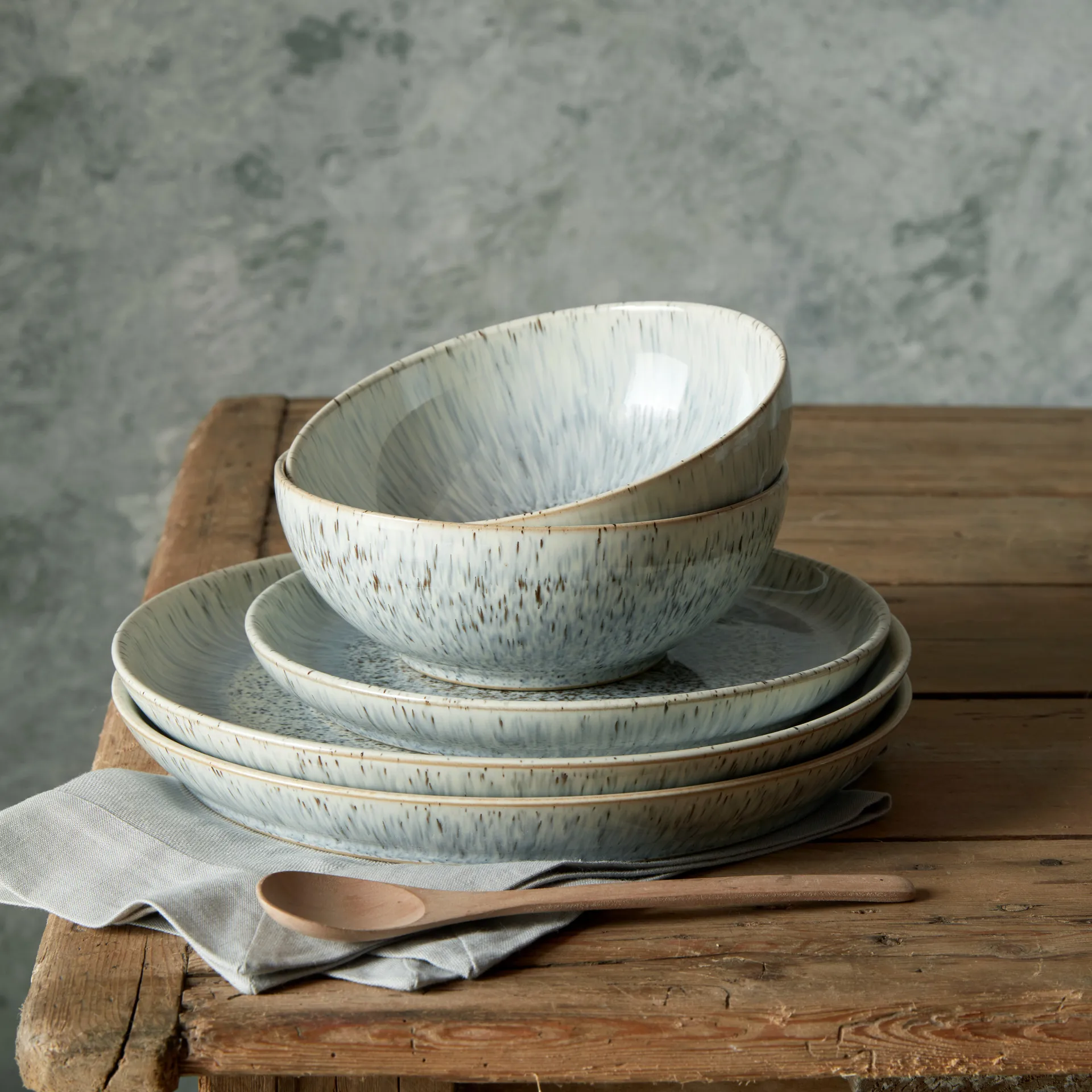 Bol à céréales Halo Speckle coupe 17cm, Gris-marron Denby