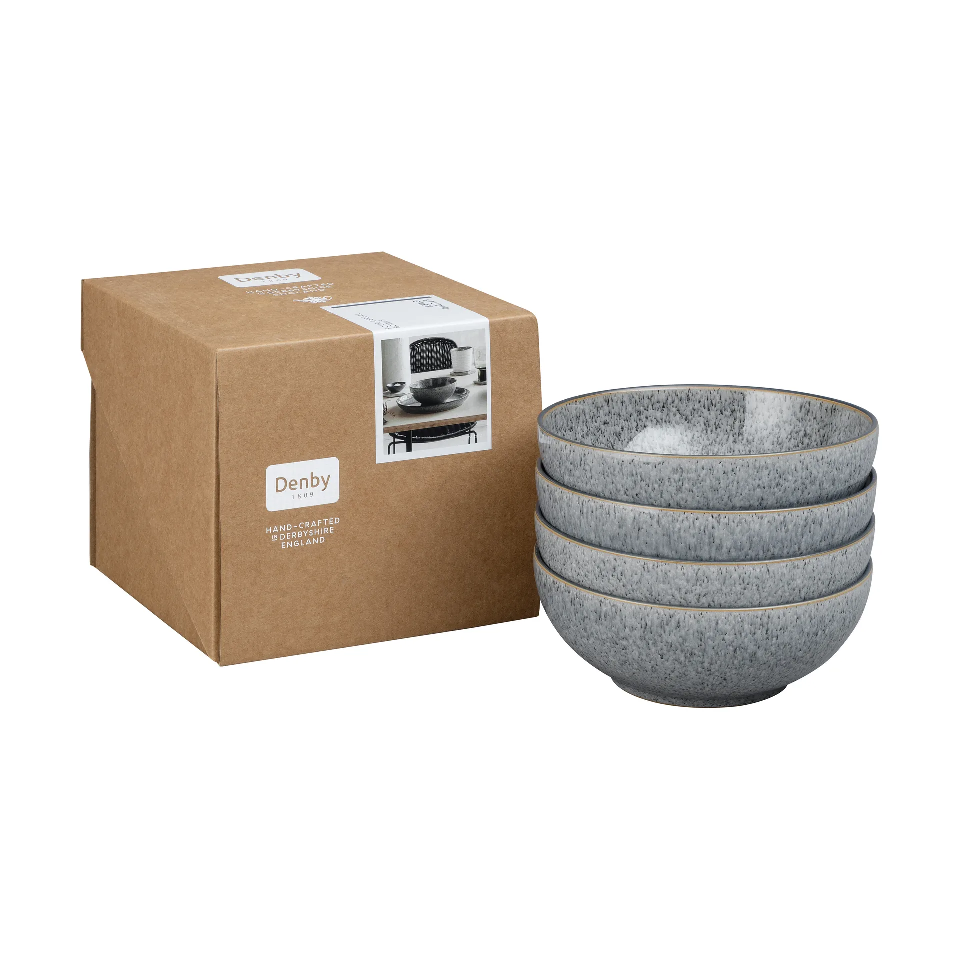 Bol à céréales Studio Grey coupe 17cm Lot de 4, Granite Denby