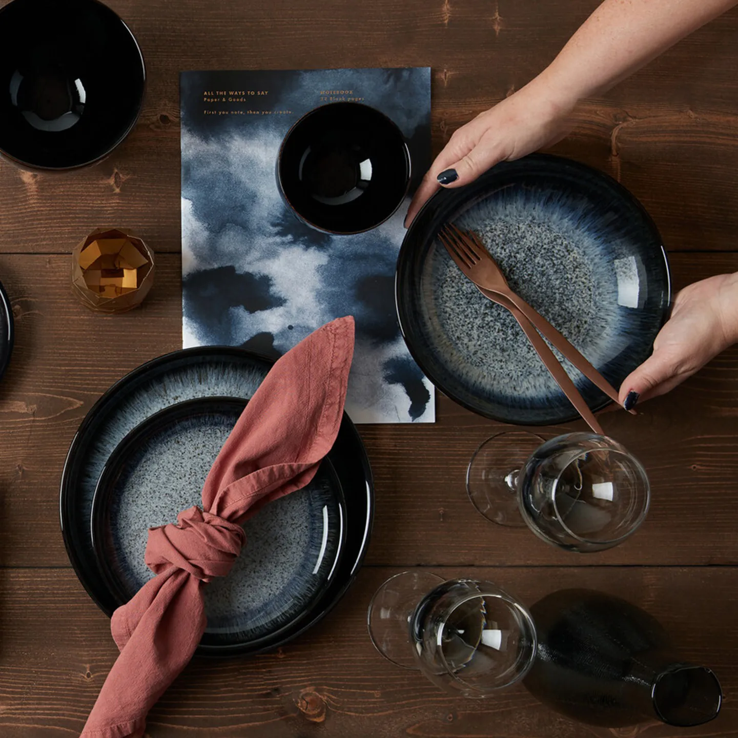 Bol à pâtes Halo 22cm, Bleu-gris-noir Denby