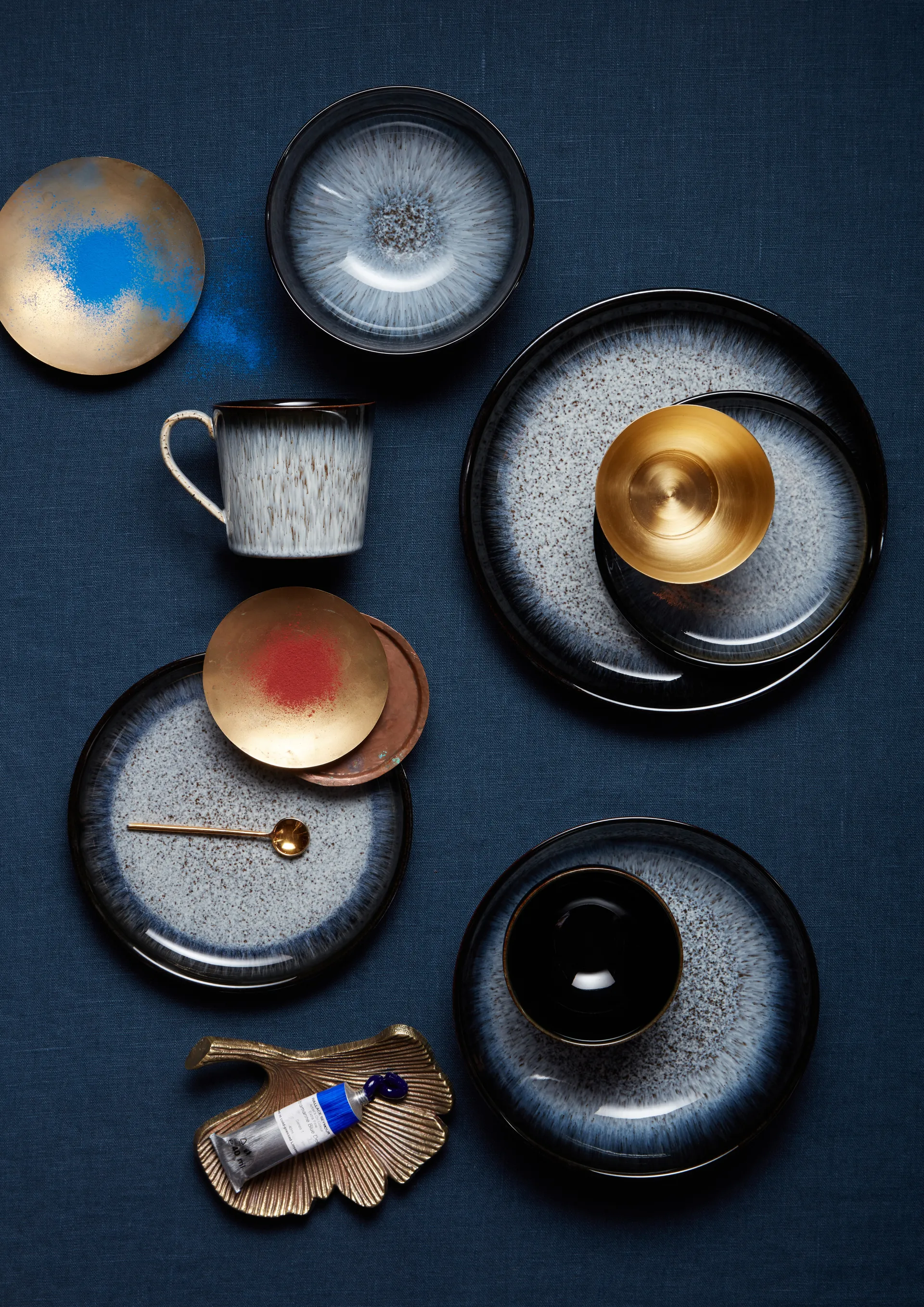 Bol à pâtes Halo 22cm Lot de 4, Bleu-gris-noir Denby