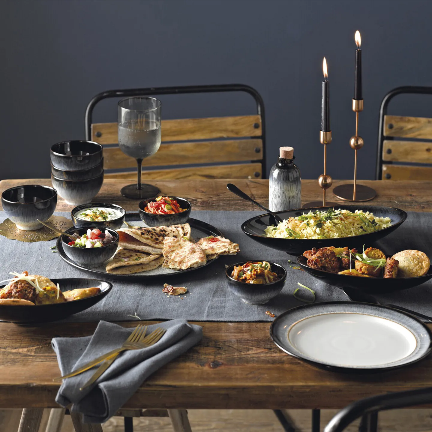 Bol Halo 10,5 cm, Bleu-gris-noir Denby