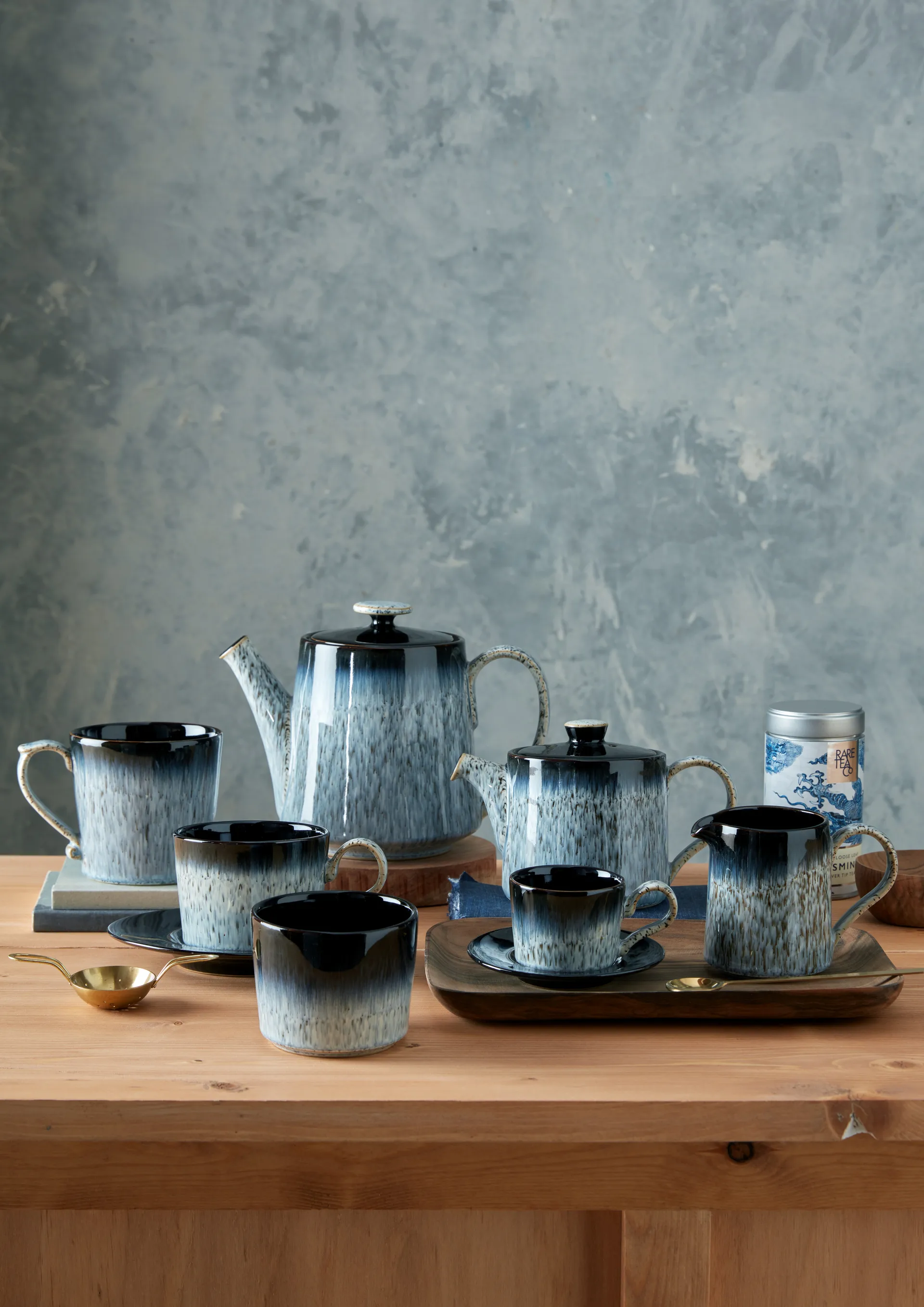 Tasse à espresso Halo brew 10cl, Bleu-gris-noir Denby