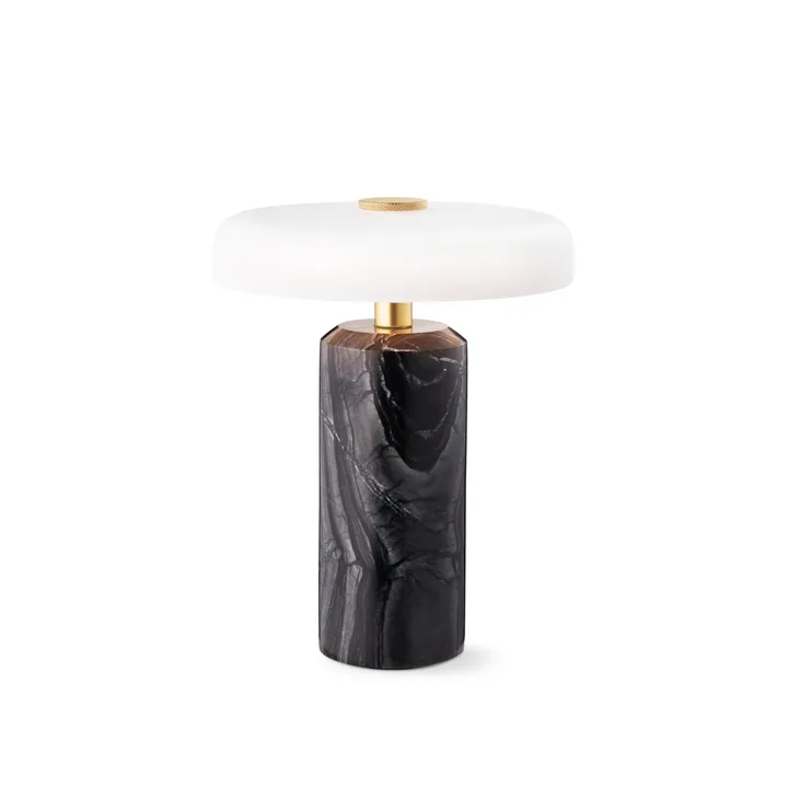 Lampe de table Trip Ø17x21 cm en marbre - Charbon – opalin mat - Design By Us