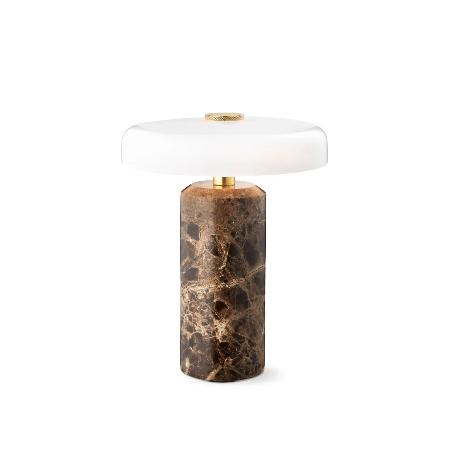 Lampe de table Trip Ø17x21 cm en marbre, Marron emperador foncé – opalin brillant Design By Us