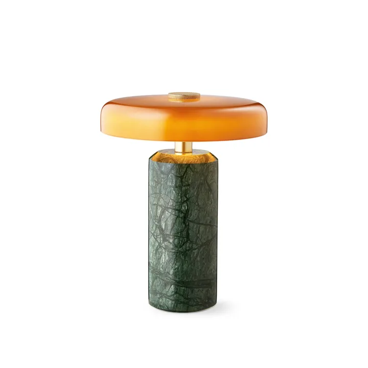 Lampe de table Trip LED Ø17x21 cm en marbre - Vert mousse – ambre - Design By Us