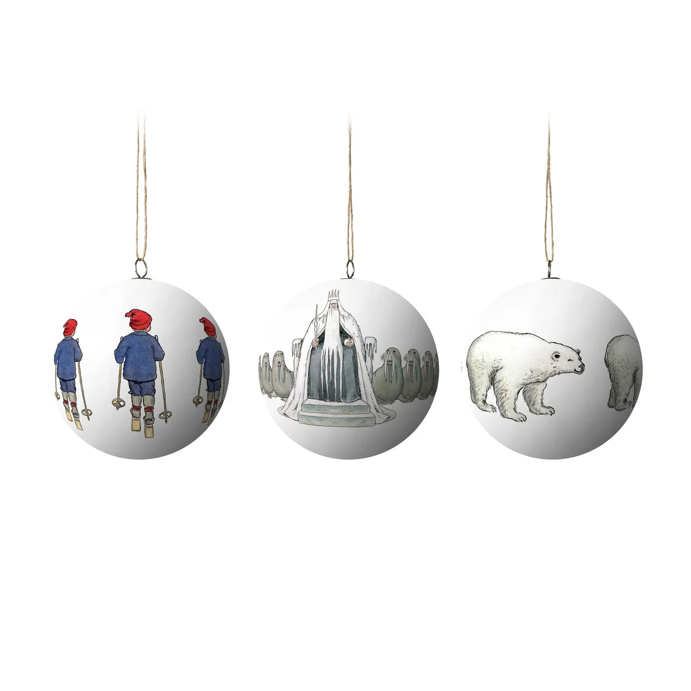Boules de Noël Elsa Beskow lot de 3, Roi Hiver Design House Stockholm