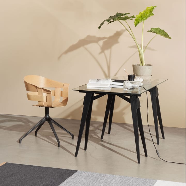 Bureau Arco - laqué noir, tiroir, plateau en verre incl.  - Design House Stockholm