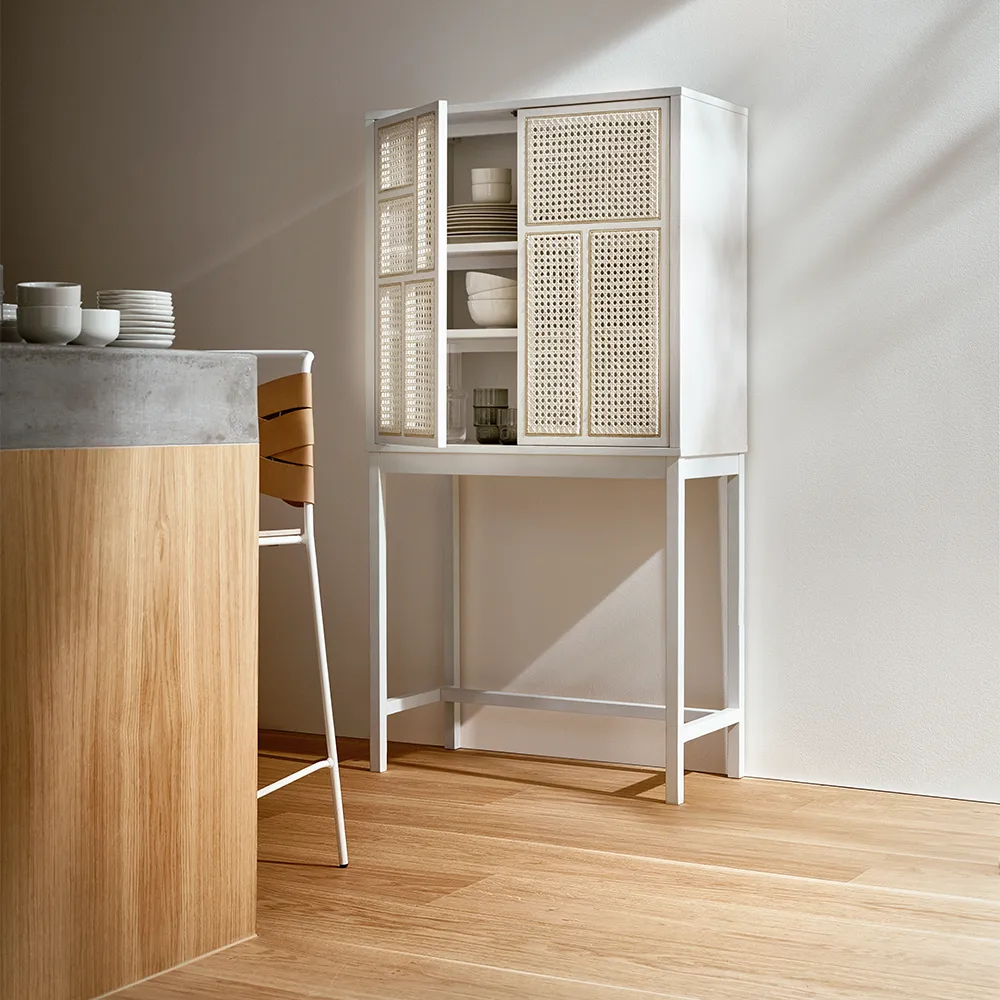 Cabinet vitré Air, Blanc, rotin Design House Stockholm