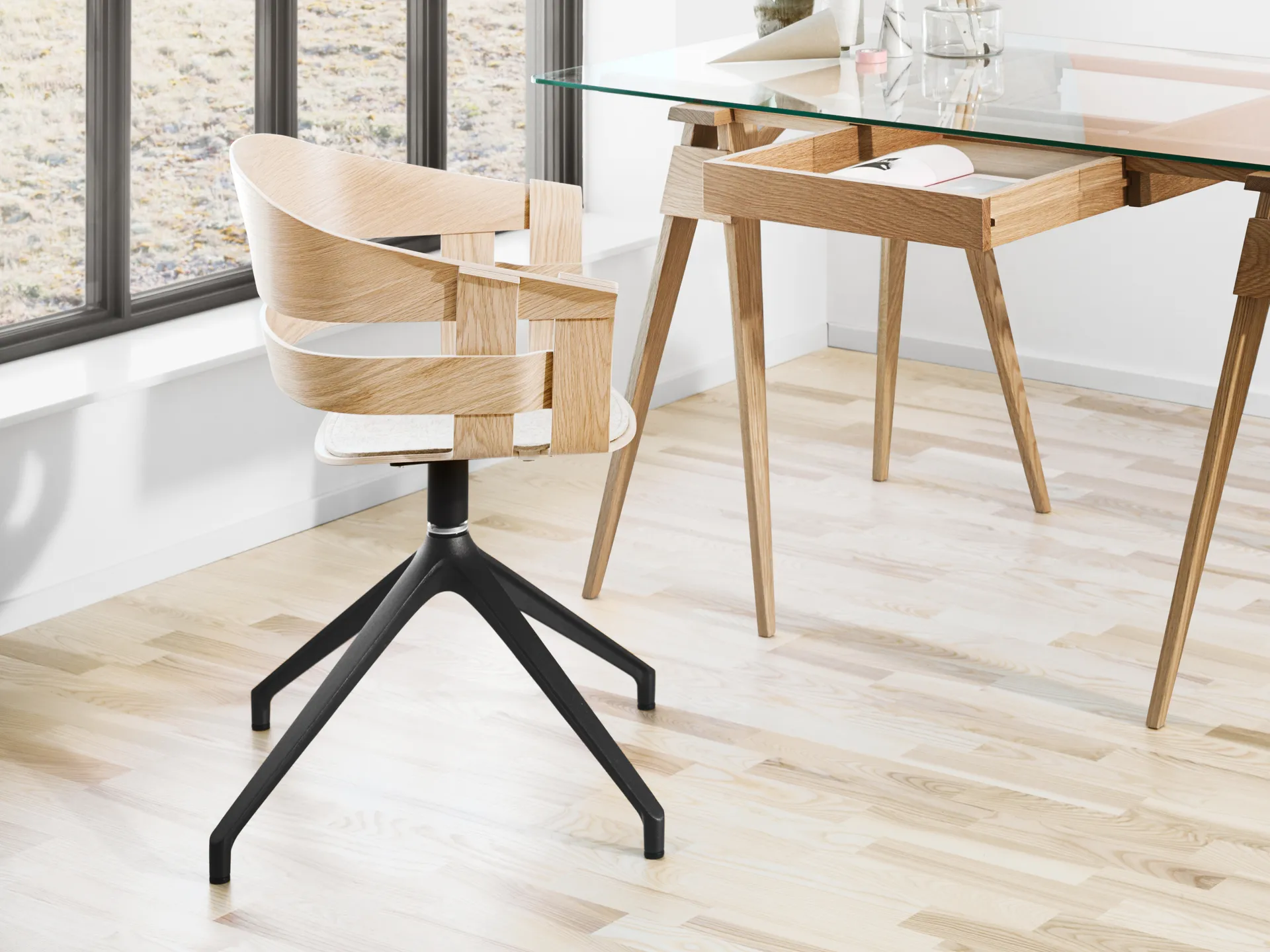 Chaise de bureau Wick Chair, chêne-pieds en métal gris Design House Stockholm