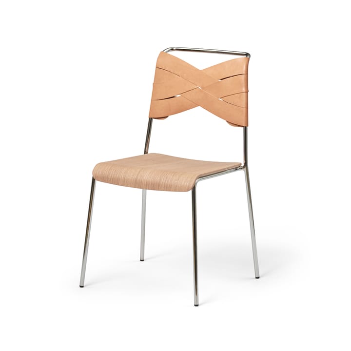 Chaise Torso - chêne, cuir couleur naturelle, pieds chromés - Design House Stockholm