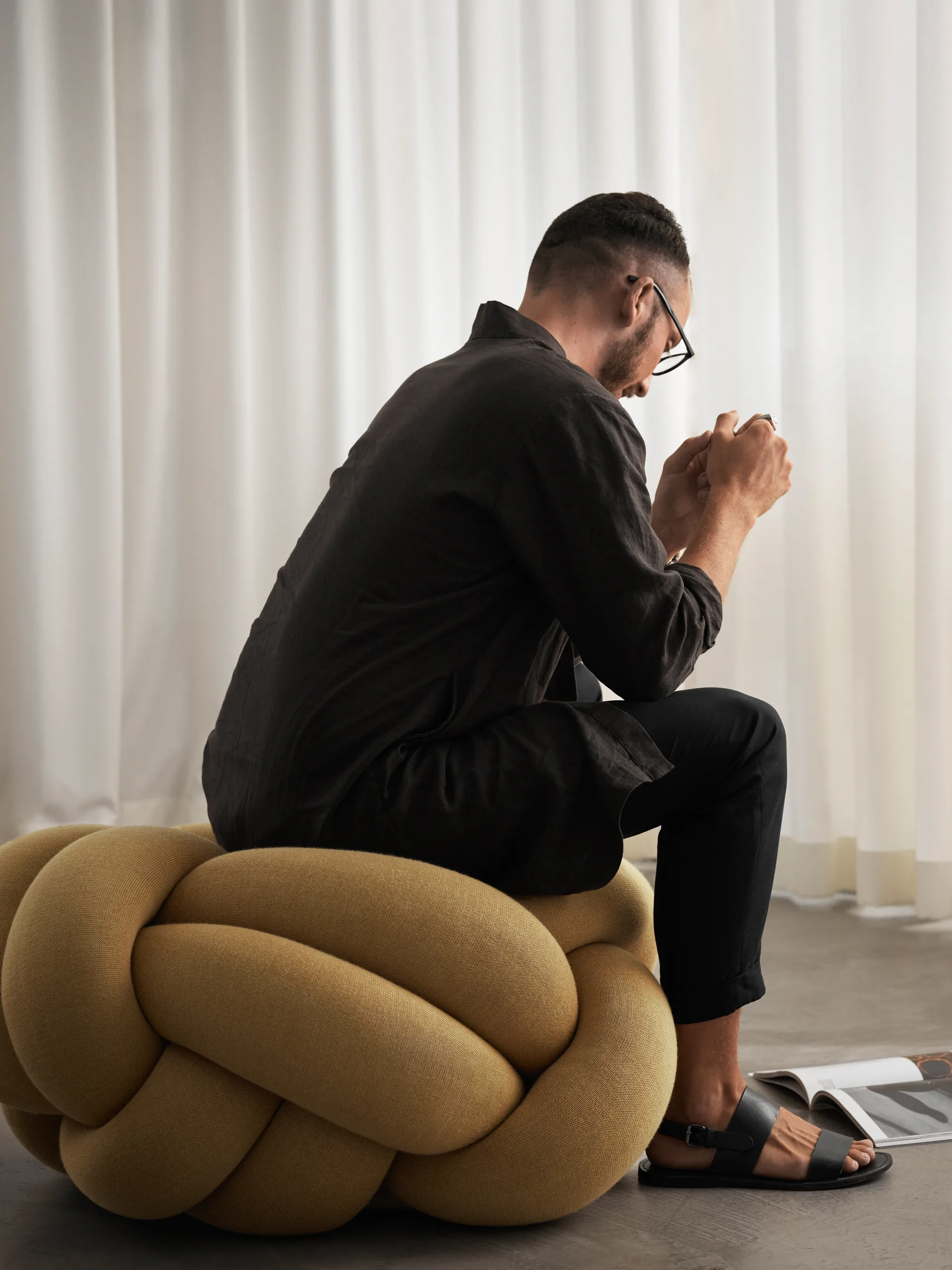 Coussin Knot XL, Yellow Design House Stockholm