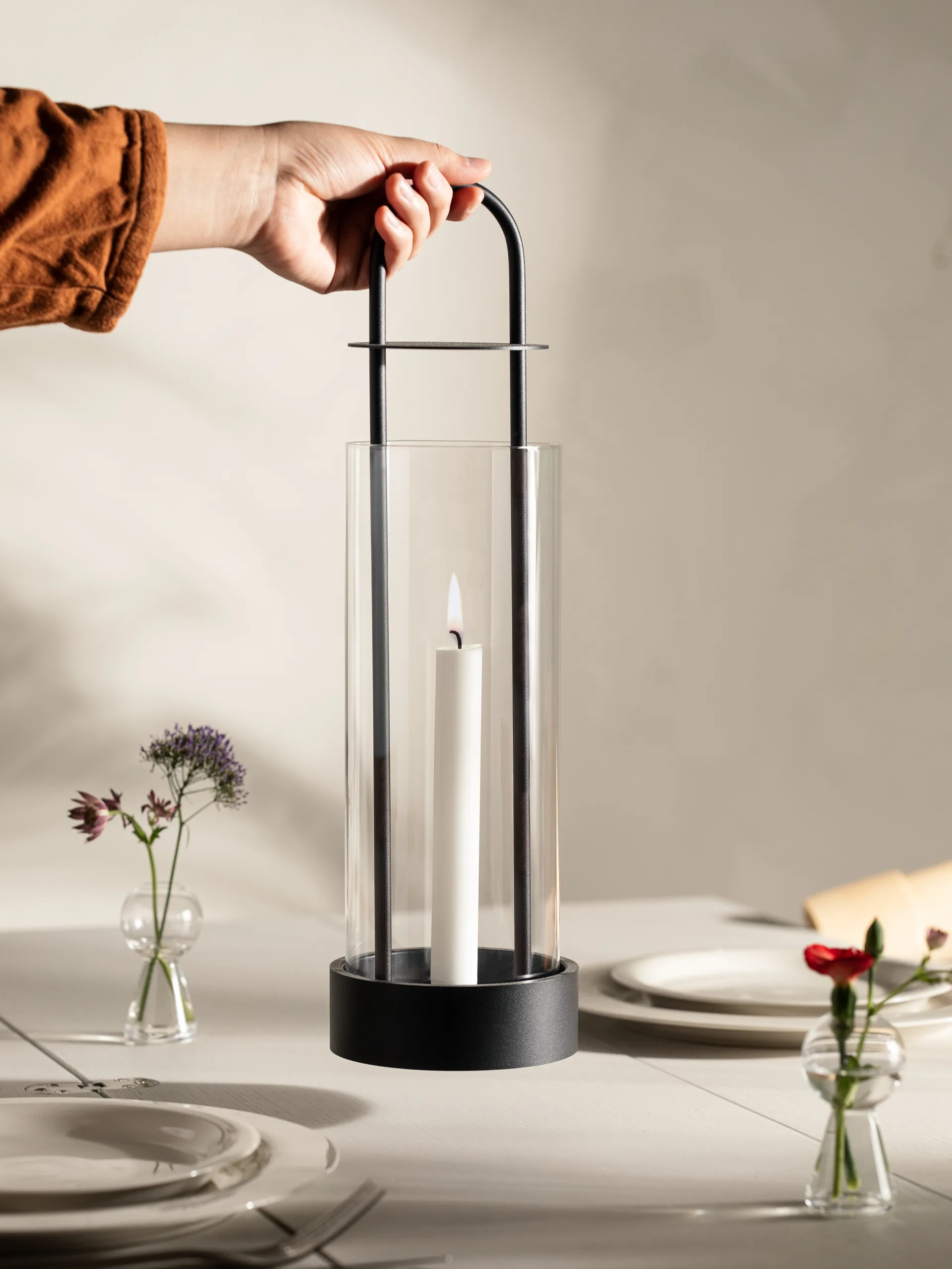 Photophore hurricane Lotus, noir Design House Stockholm