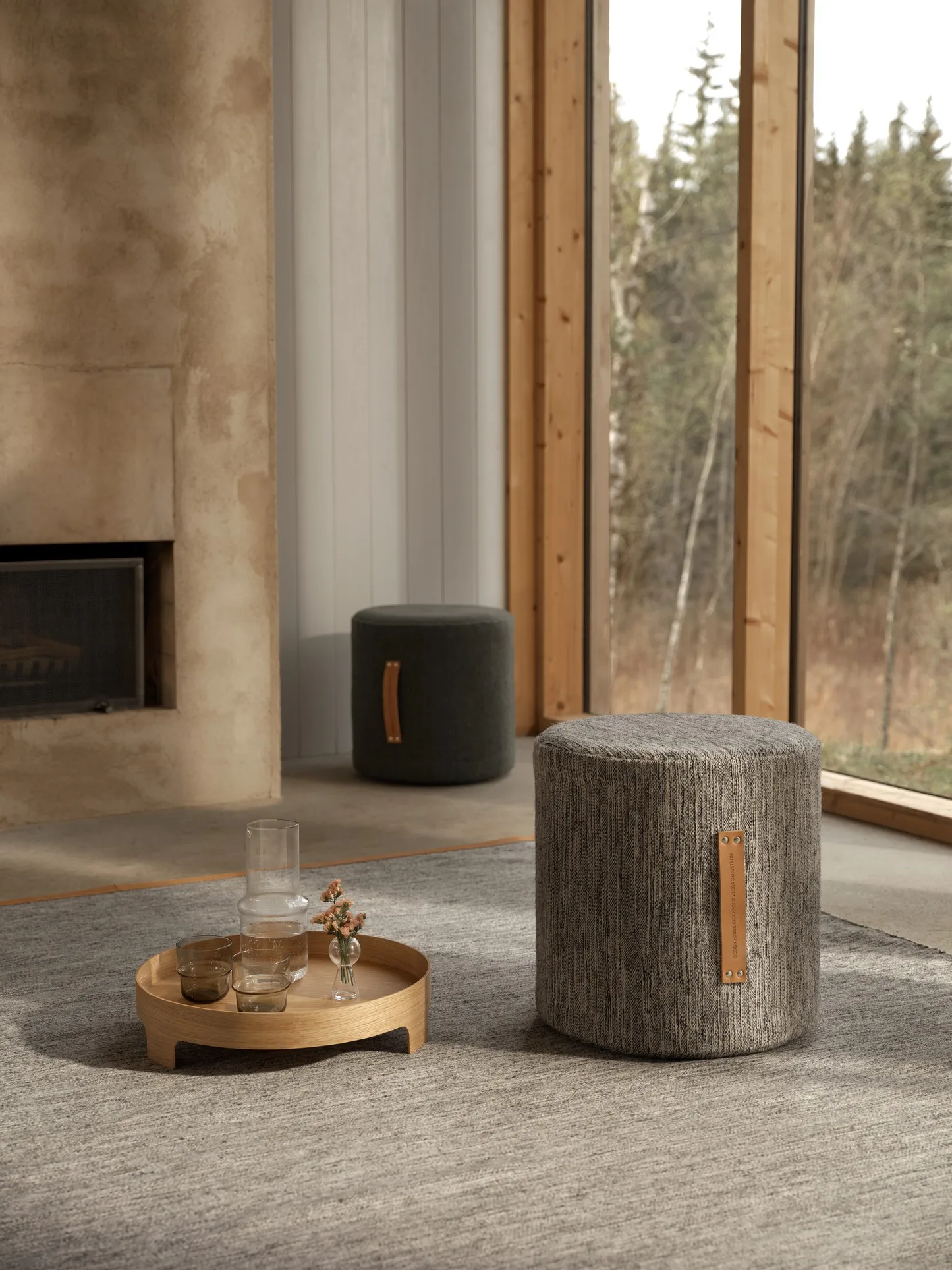 Pouf Björk haut, gris clair Design House Stockholm