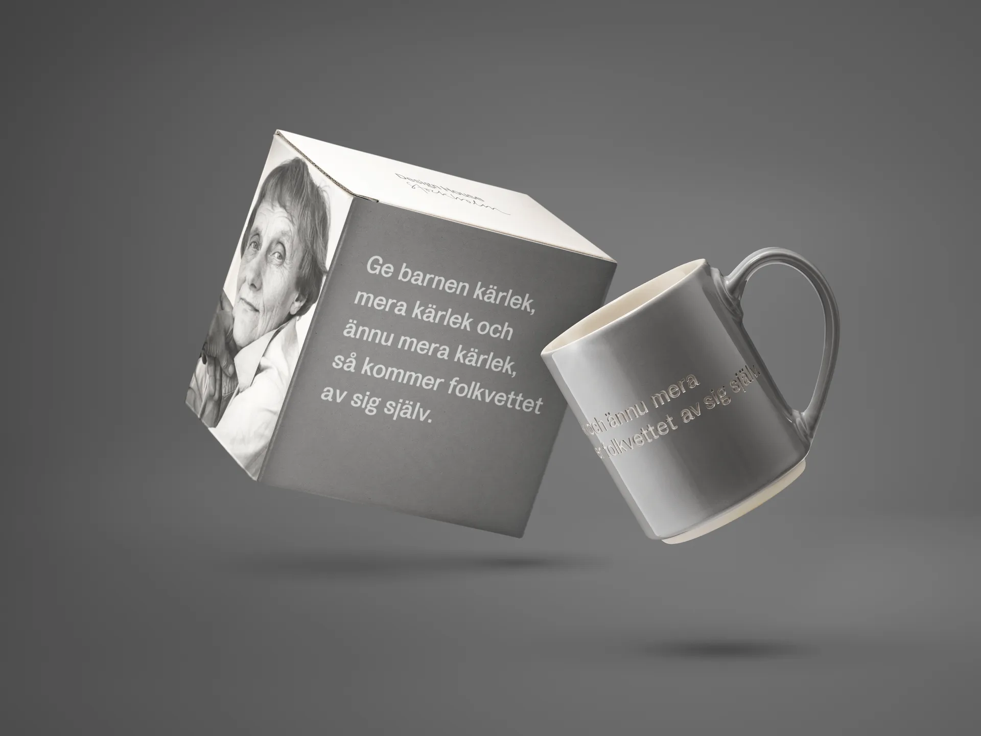 Tasse Astrid Lindgren, ge barnen kärlek, gris-suédois Design House Stockholm