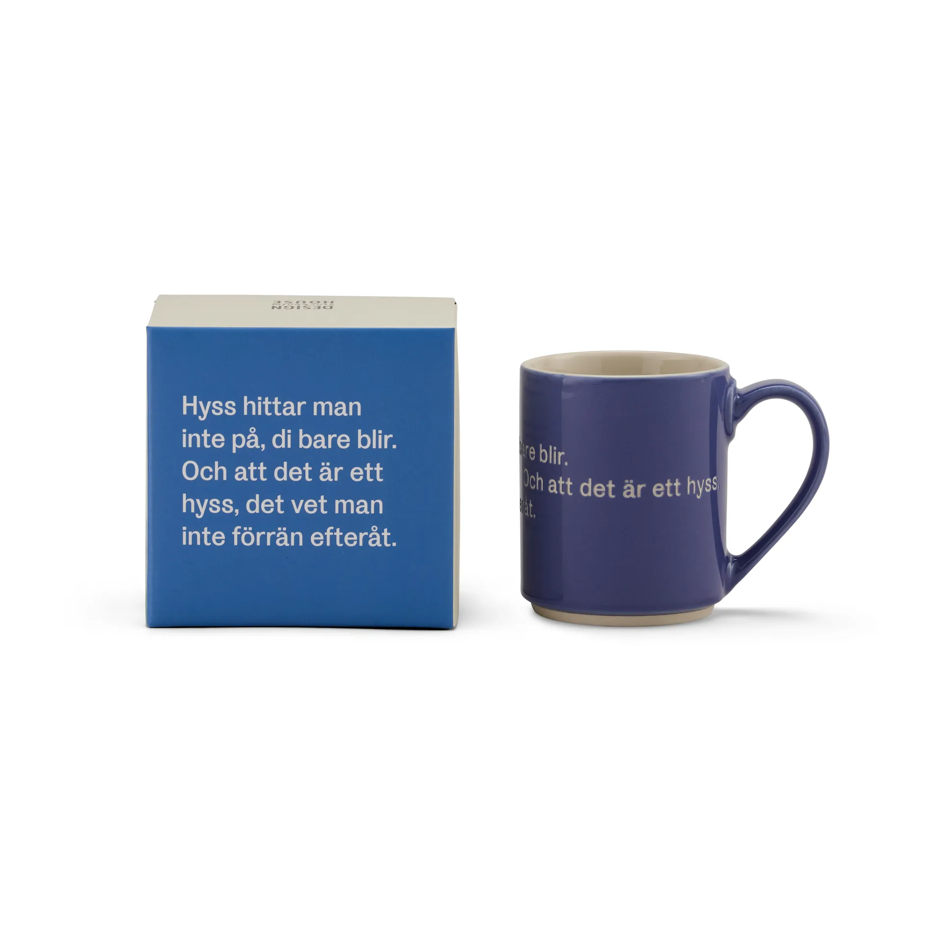 Tasse Astrid Lindgren, hyss hittar man inte på, bleu-suédois Design House Stockholm