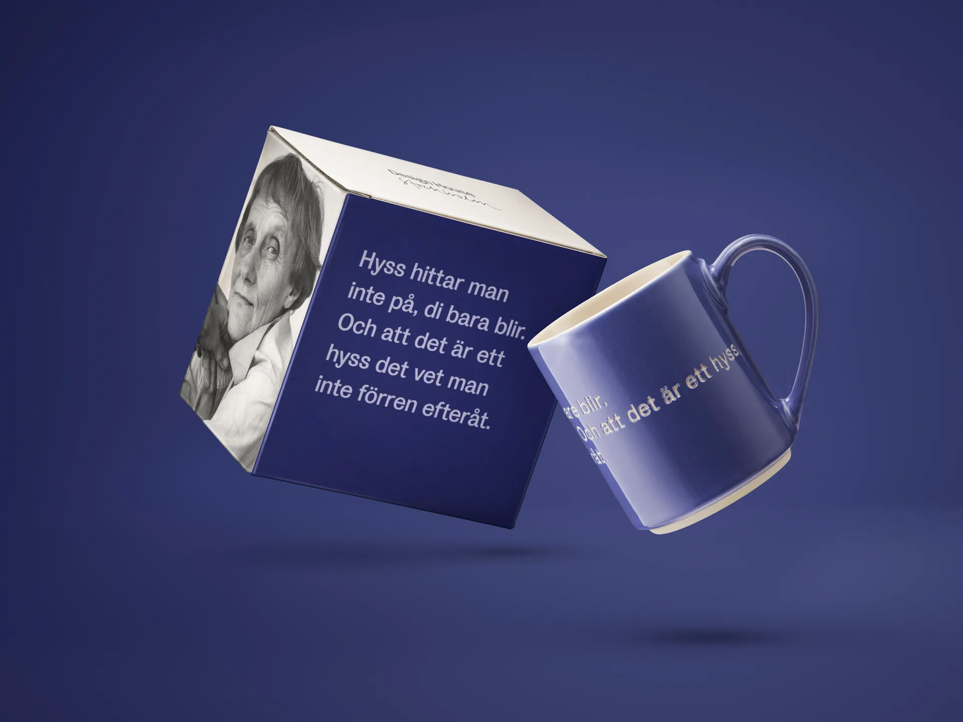 Tasse Astrid Lindgren, hyss hittar man inte på, bleu-suédois Design House Stockholm