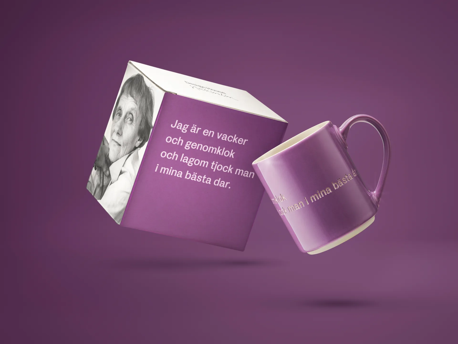 Tasse Astrid Lindgren, jag är en vacker…, mauve-suédois Design House Stockholm