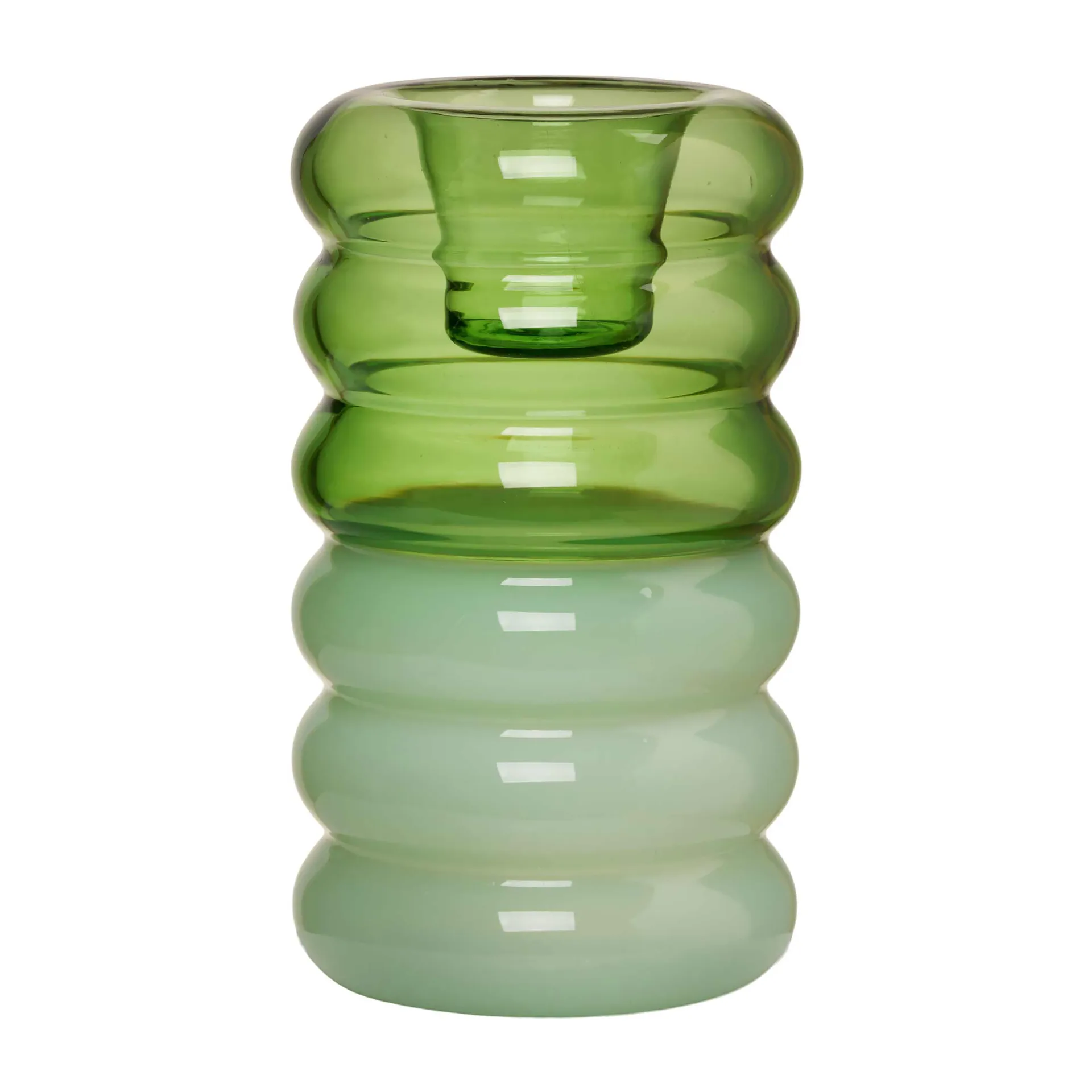 Bougeoir Hoop Ø3,5x9 cm, Green-milky green Design Letters