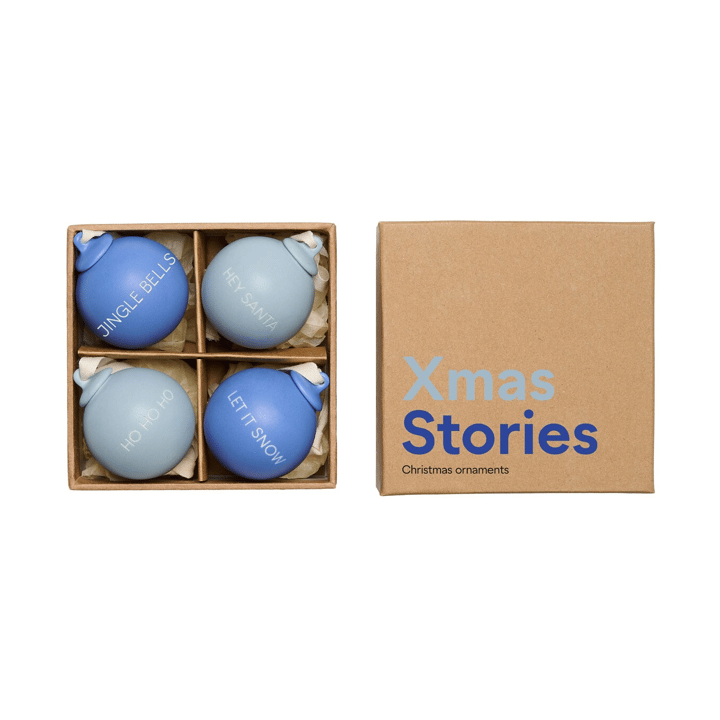 Boule de Noël XMAS Stories Ø4 cm 4 Pièces - Cobalt blue-light blue - Design Letters