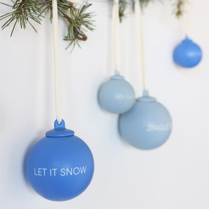 Boule de Noël XMAS Stories Ø4 cm 4 Pièces, Cobalt blue-light blue Design Letters