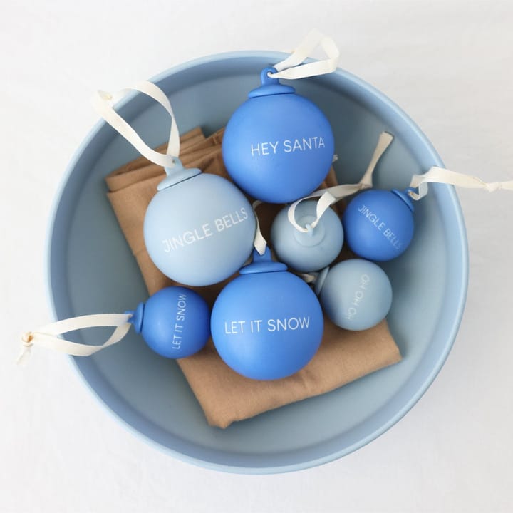 Boule de Noël XMAS Stories Ø4 cm 4 Pièces, Cobalt blue-light blue Design Letters
