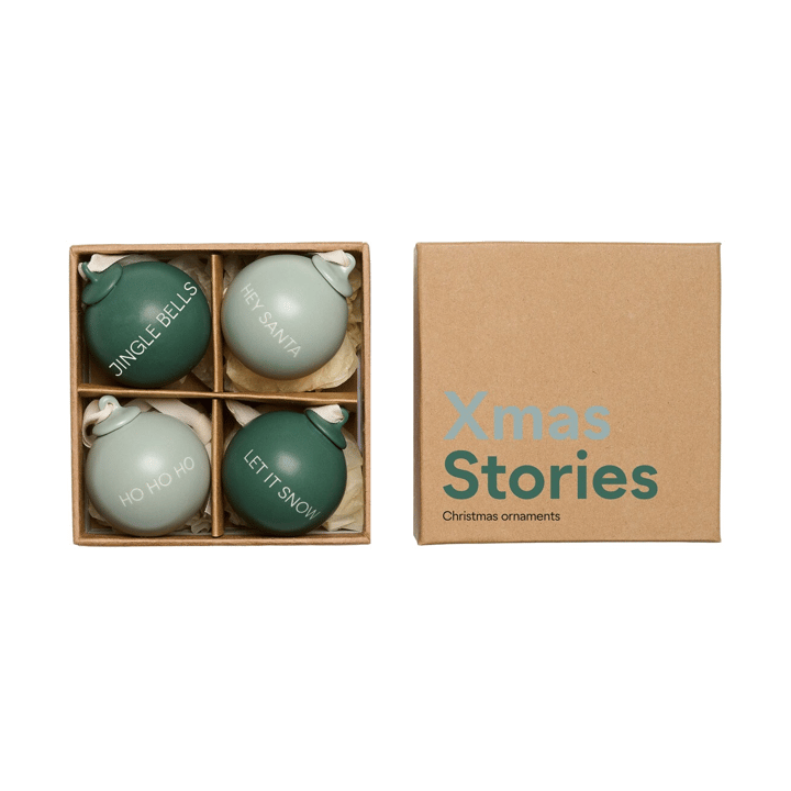Boule de Noël XMAS Stories Ø4 cm 4 Pièces - Dark green-dusty green - Design Letters