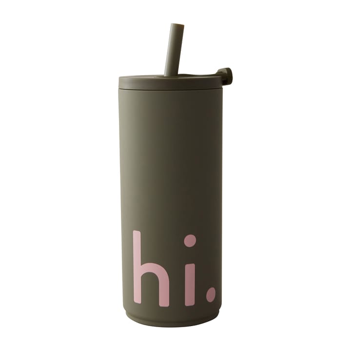 Bouteille isotherme avec pailles Travel Life 50 cl - Hi-olive green - Design Letters