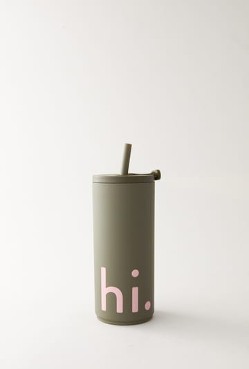 Bouteille isotherme avec pailles Travel Life 50 cl - Hi-olive green - Design Letters