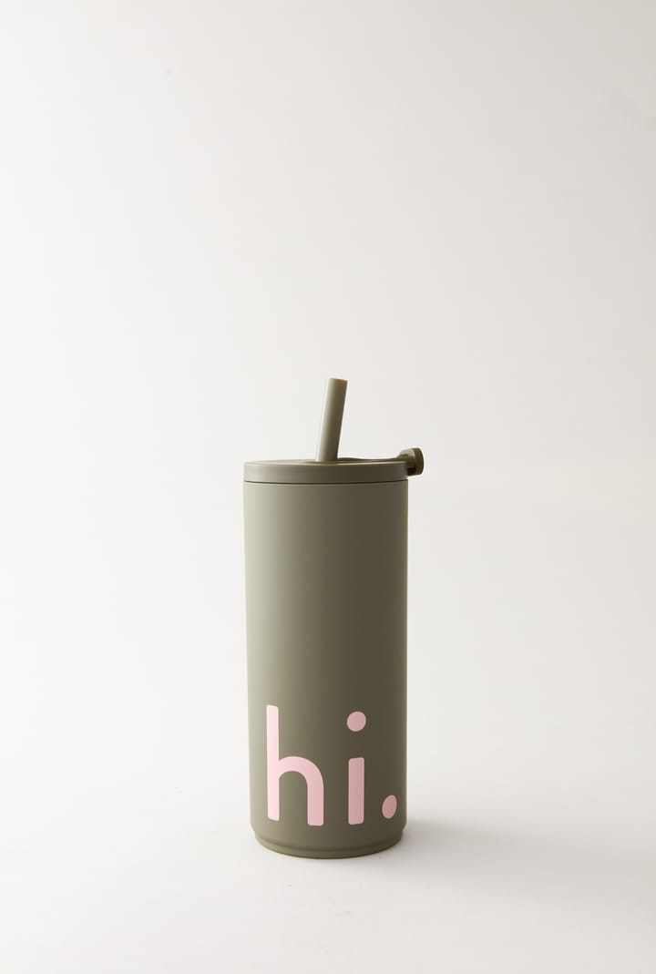 Bouteille isotherme avec pailles Travel Life 50 cl, Hi-olive green Design Letters