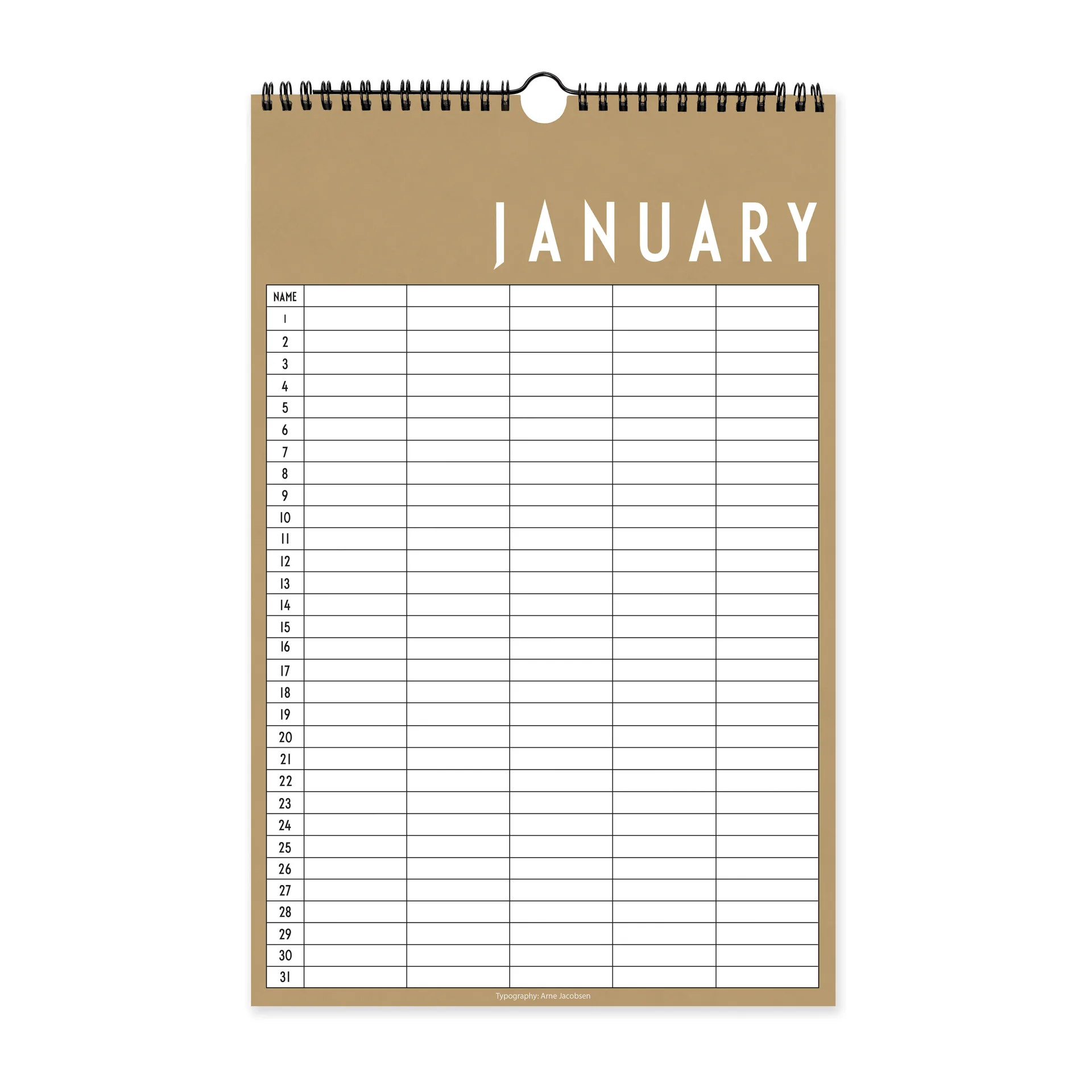 Calendrier mensuel Design Letters, Beige Design Letters