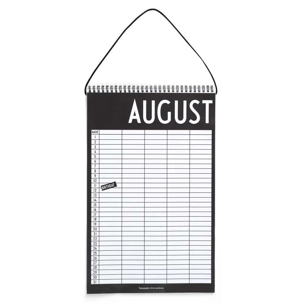 Calendrier mensuel Design Letters, Black Design Letters