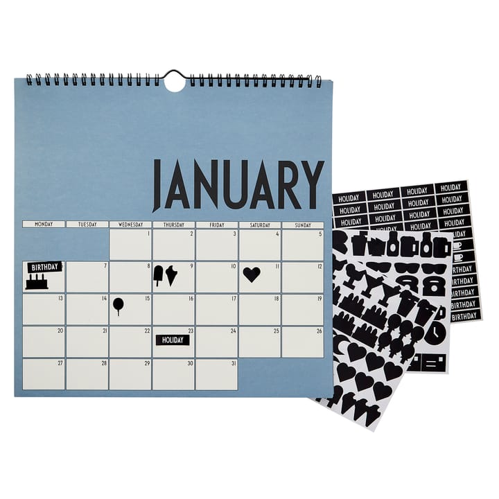 Calendrier mural Design Letters 2020, Bleu Design Letters