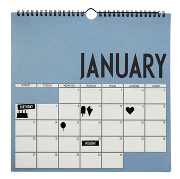 Calendrier mural Design Letters 2020 - Bleu - Design Letters