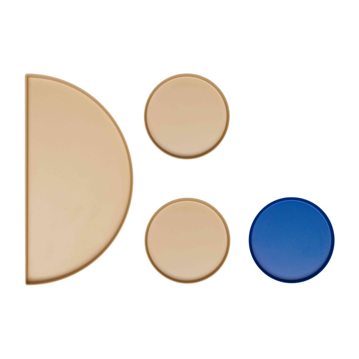 design letters lot de 4 plateaux treasure trays beige-cobalt blue