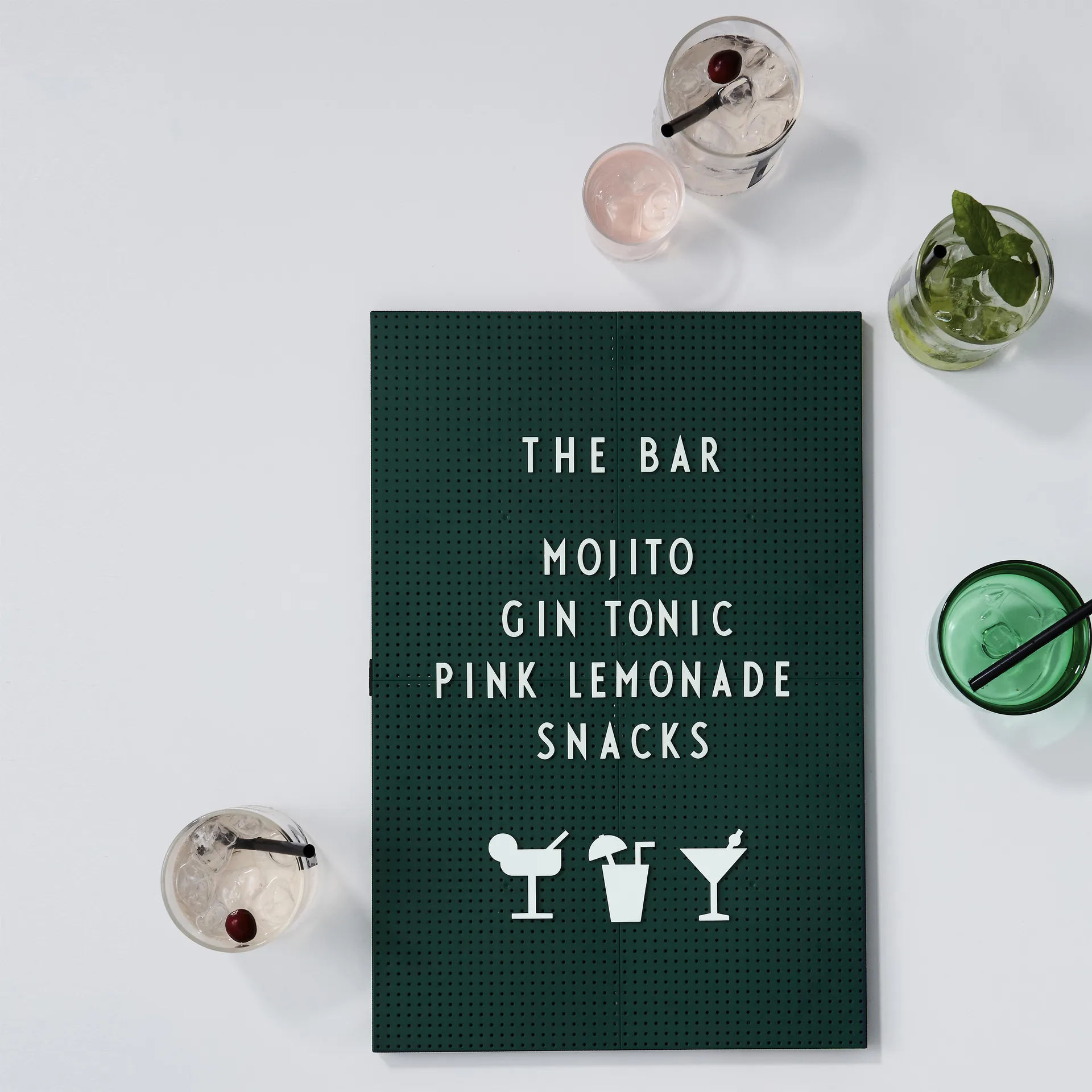 Party icons pour Tableau 20 Pièces, Blanc Design Letters
