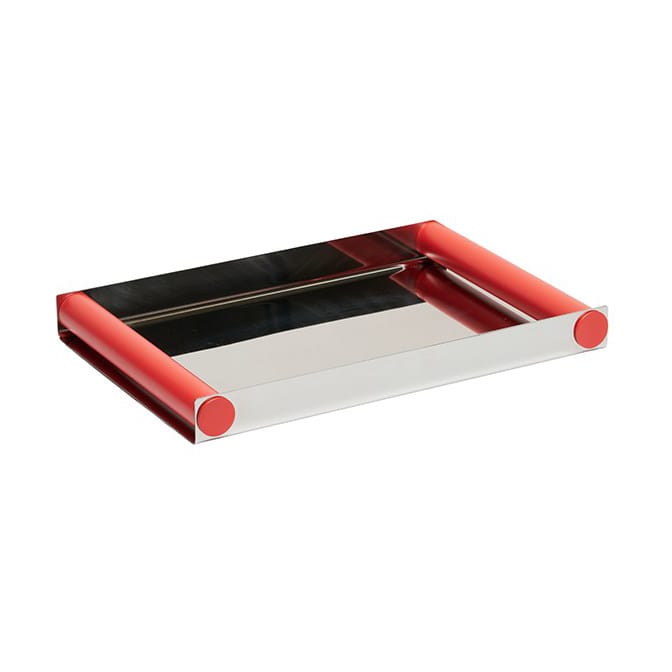 Plateau Ray disco 20,5x30 cm - Corail rouge - acier inoxydable - Design Letters