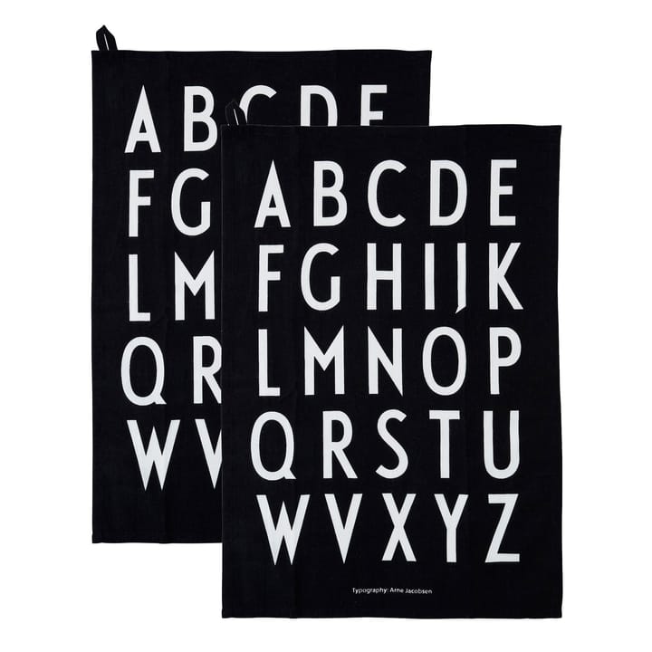 Serviette de cuisine Design Letters 40x60 cm lot de 2 - Noir - Design Letters